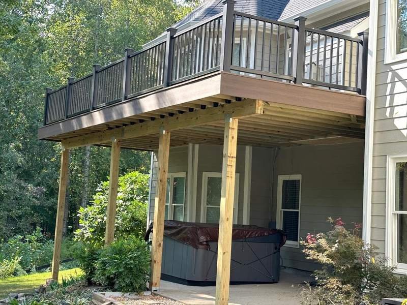 Finished second-story composite deck